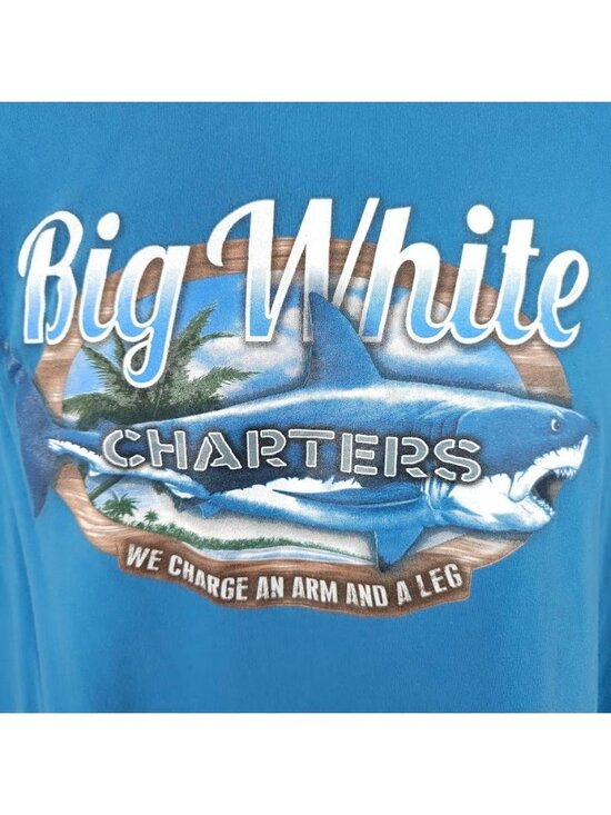 Great White Shark T Shirt Mens Size XL Blue We Charge An Arm And A Leg - Picture 3 of 6